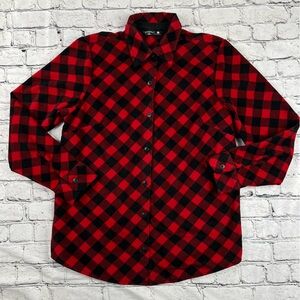 Riders by Lee Buffalo Check Plaid Button Down Fleece Top/Shacket S